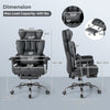Big and tall executive office desk chair in black, featuring adjustable height, footrest, and ergonomic support for.