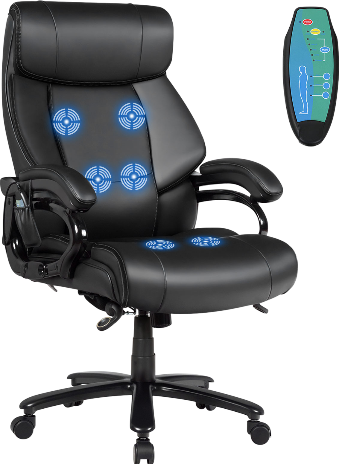 Costway PU Leather Massage Office Chair with Thick Foam Cushion Big & Tall New