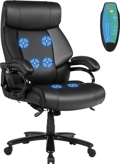 Costway PU Leather Massage Office Chair with Thick Foam Cushion Big & Tall New