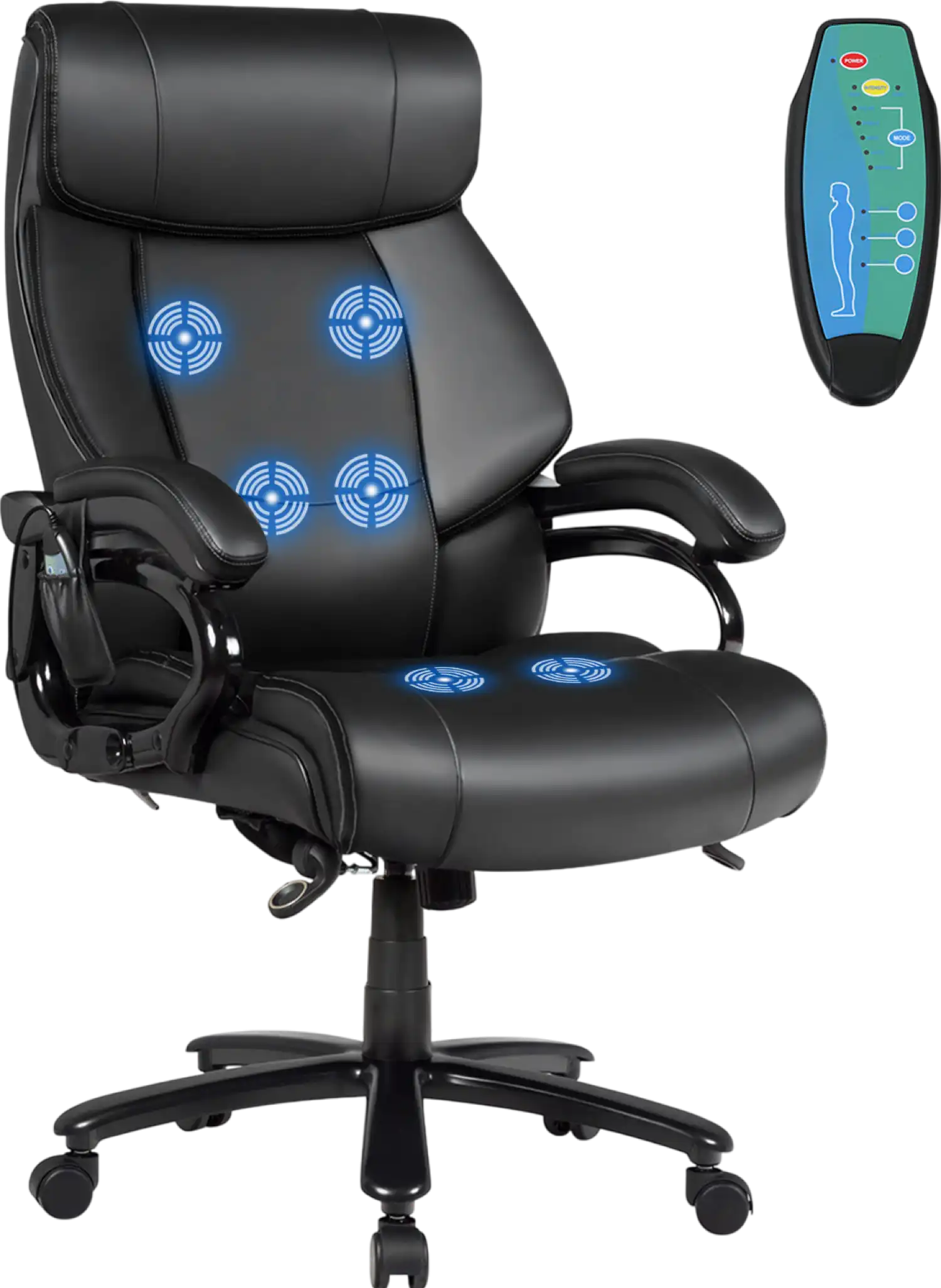 Costway PU Leather Massage Office Chair with Thick Foam Cushion Big & Tall New