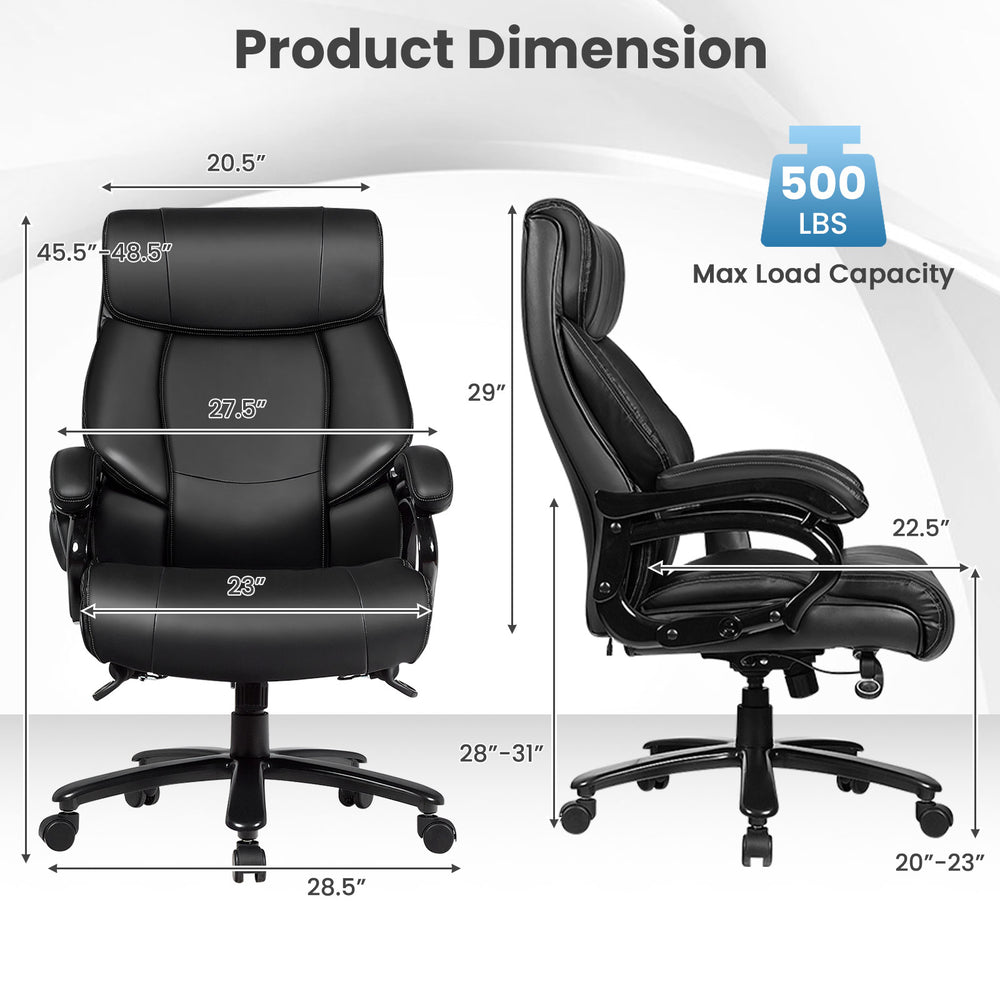 Costway PU Leather Massage Office Chair with Thick Foam Cushion Big & Tall New