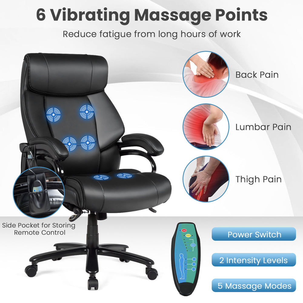 Big & Tall 400lb PU Leather Massage Office Chair-Black | Costway Big & Tall 400lb PU Leather Massage Office Chair-Black | Costway