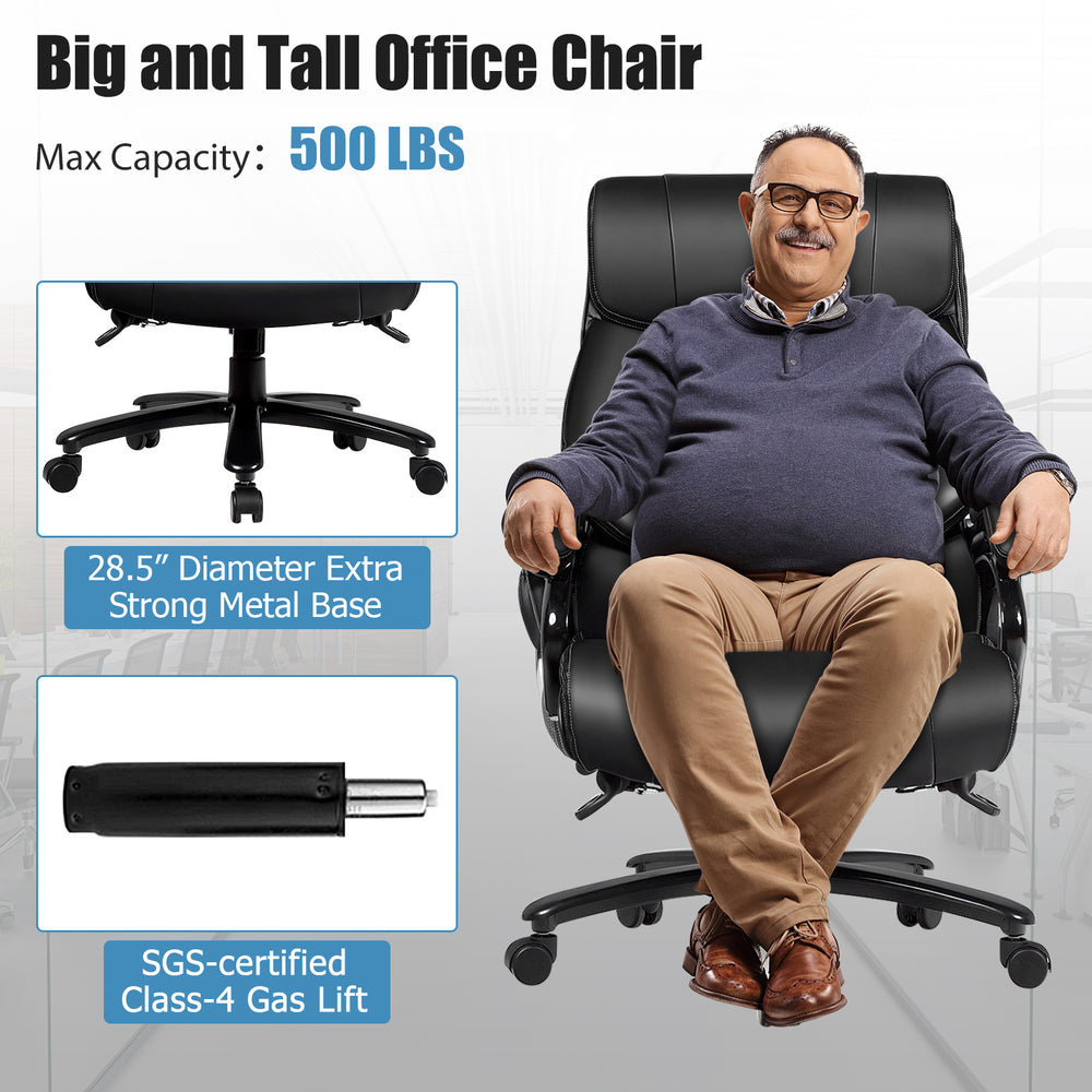 Costway PU Leather Massage Office Chair with Thick Foam Cushion Big & Tall New