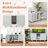 Gray 2-door cat litter box enclosure with winding entry, also serves as a TV cabinet or side table for versatile use.