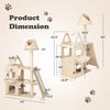 Multi-level cat tree with sisal scratching post in beige, featuring padded perch and hammock for play and rest.