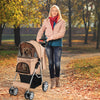 Folding Pet Stroller with Storage Basket and Adjustable Canopy-Beige - Gallery View 1 of 10