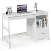 47.5 Inch Modern Home Computer Desk with 2 Storage Drawers-White - Gallery View 1 of 13