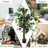 4-foot artificial ficus silk tree with 504 realistic leaves and sturdy cement base, perfect for indoor and outdoor.