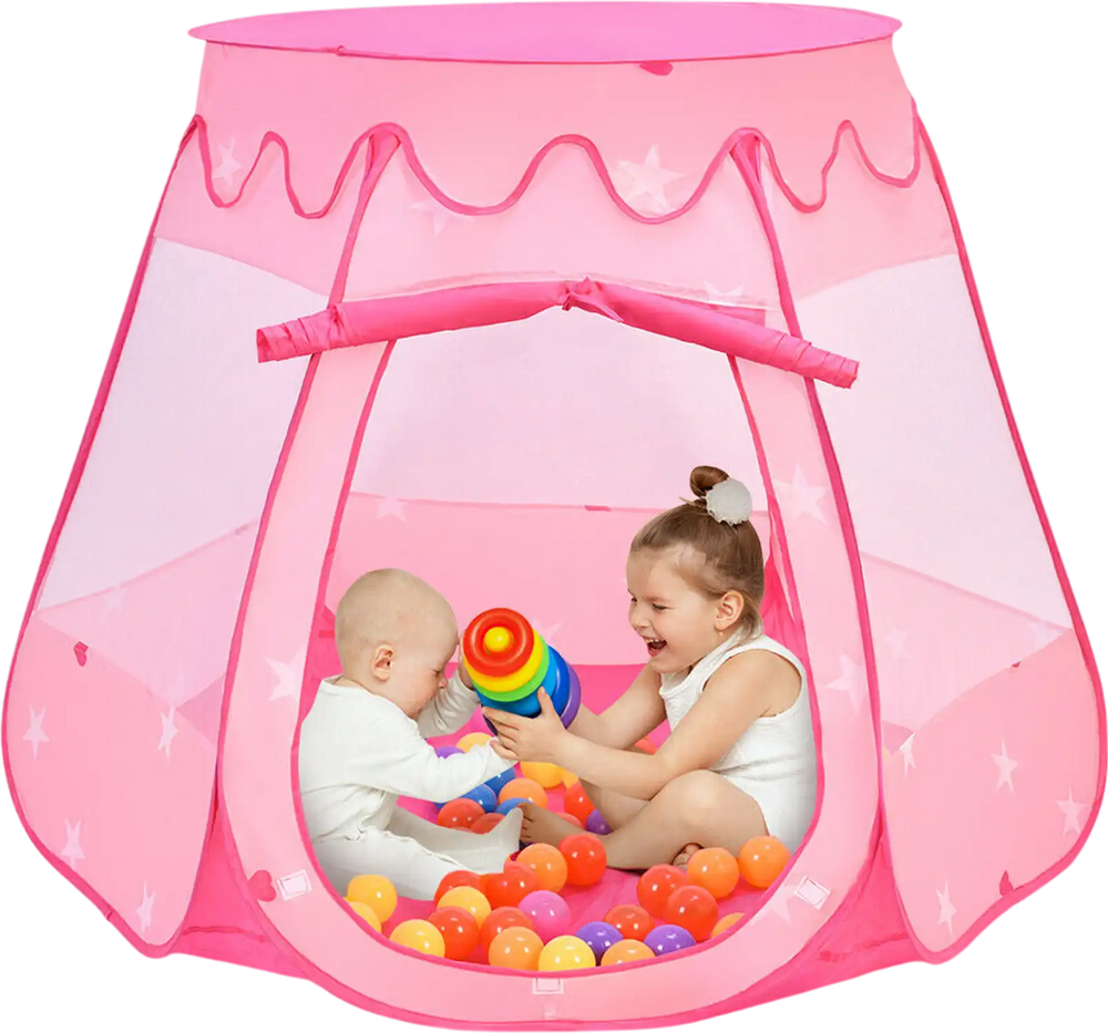 Pink Portable Kid Play House Play Tent with 100 Balls