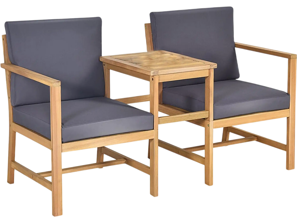  3-in-1 Acacia Wood Loveseat with Separable Coffee Table