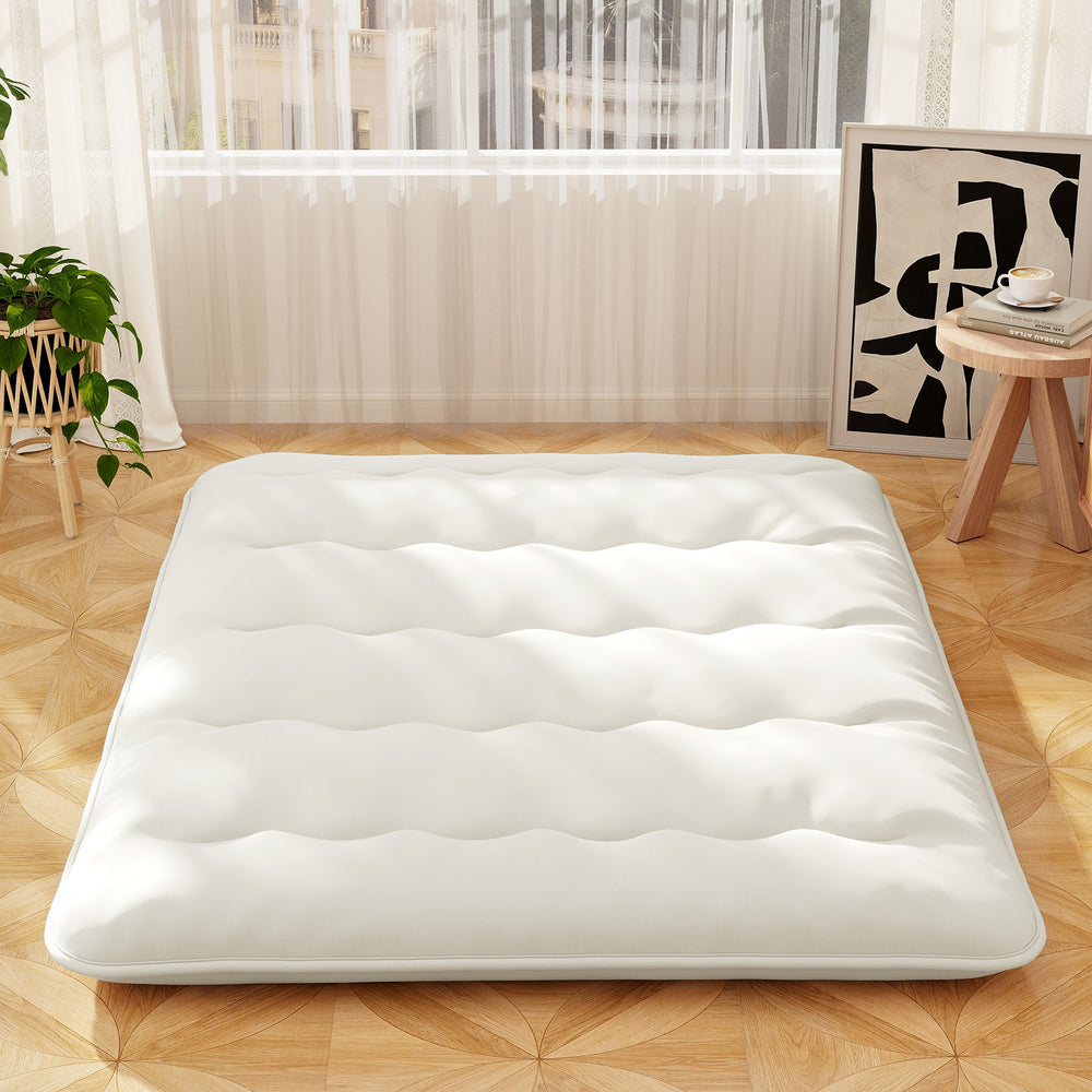 Queen/King/Twin/Full Futon Mattress Floor Sleeping Pad with Washable Cover Beige-Queen Size - Gallery View 1 of 10