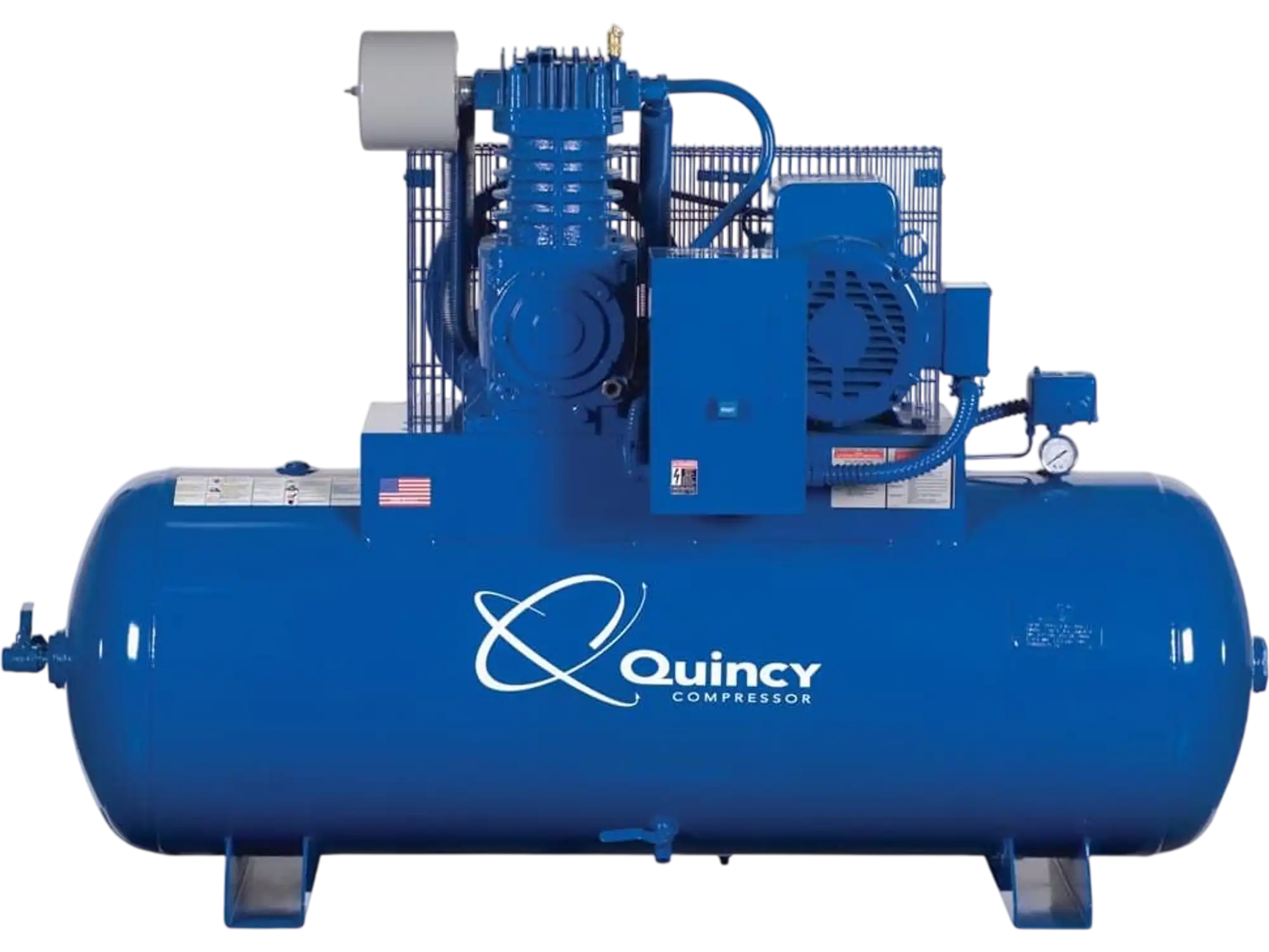 Quincy Compressor QT Pro Reciprocating Air Compressor 7.5 HP 80 Gal 175 Max PSI (460 Volt 3 Phase) with Horizontal Tank New