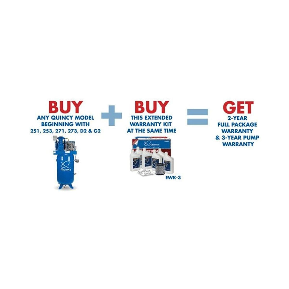 Quincy Compressor 453DS80HCB23 Reciprocating Air Compressor 5 HP 80 Gal 175 Max PSI 230 Volt 3 Phase New