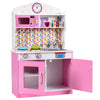 Pink kitchen sink area of the Kids Wooden Pretend Cooking Playset, featuring realistic details for imaginative role.