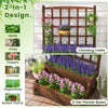 Climbing trellis detail on raised garden bed, featuring durable fir wood and movable panels for optimal plant growth.