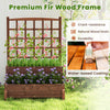 Raised garden bed with trellis in rustic brown, featuring premium fir wood, drainage holes, and durable design for.