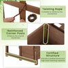 Twisting rope detail for securing climbing plants on the raised garden bed with trellis, featuring durable fir wood.