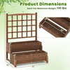 2-tier rustic brown raised garden bed with trellis, featuring drainage holes for growing vegetables and climbing plants.