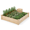Raised garden bed with compost bin, made of durable fir wood, ideal for growing flowers, fruits, and vegetables.