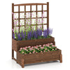 2-tier wooden planter box with climbing trellis in rustic brown, perfect for vertical gardening and enhancing outdoor.