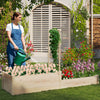 Wooden raised garden bed with trellis, featuring two planter boxes for flowers and vegetables, ideal for outdoor.