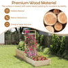 Raised garden bed with trellis featuring two planter boxes, made from solid wood for growing flowers and vegetables.