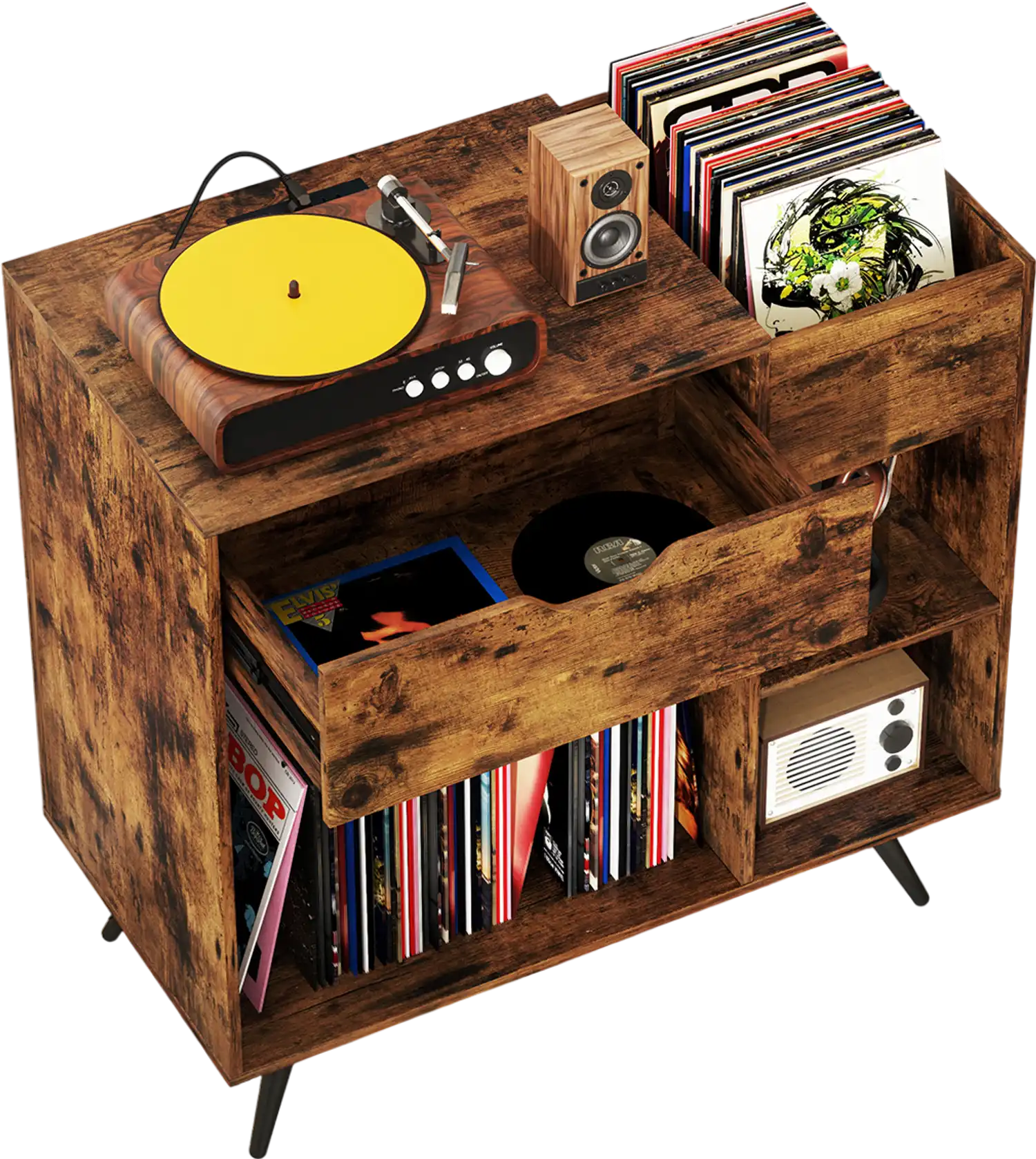 Costway Record Player Turntable Stand with Power Outlet 437681952 New