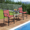 Outdoor Counter Stools Set of 2 Heavy-Duty Barstools with Footrest and Armrests-Red - Gallery View 1 of 8