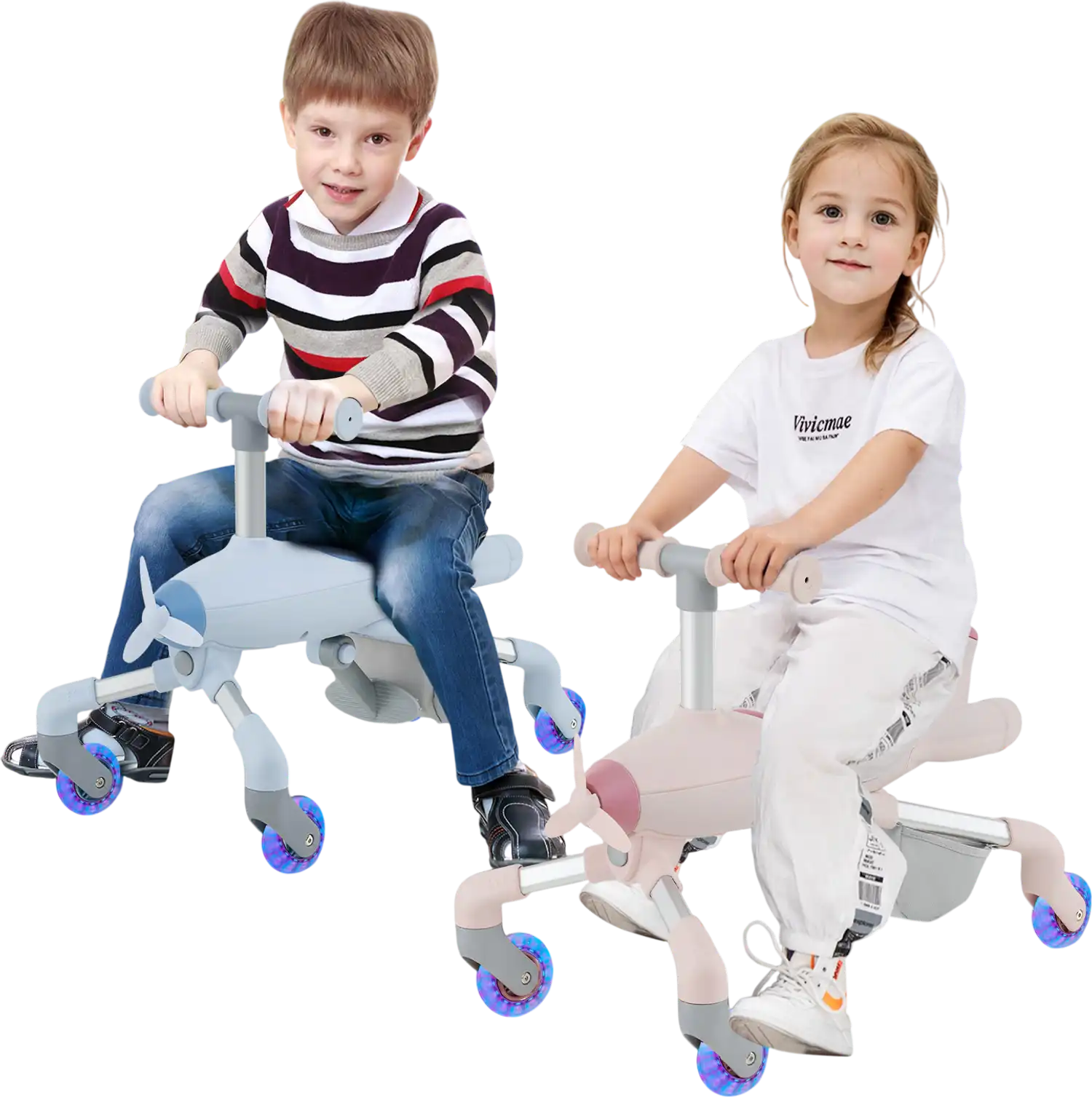 Costway 2-in-1 Kids Ride-On Push Car LED Lighted Wheels Pink 18423765 New