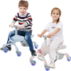 Kids ride-on push car in pink with LED lighted wheels, adjustable handle, and storage basket for indoor and outdoor fun.