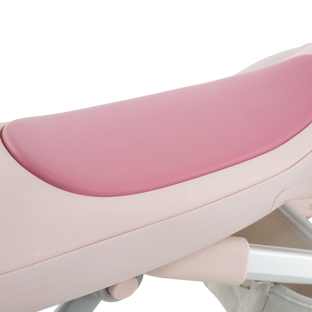 Close-up of the pink PU seat on the 2-in-1 Kids Ride-on Push Car, designed for comfort and durability for young.