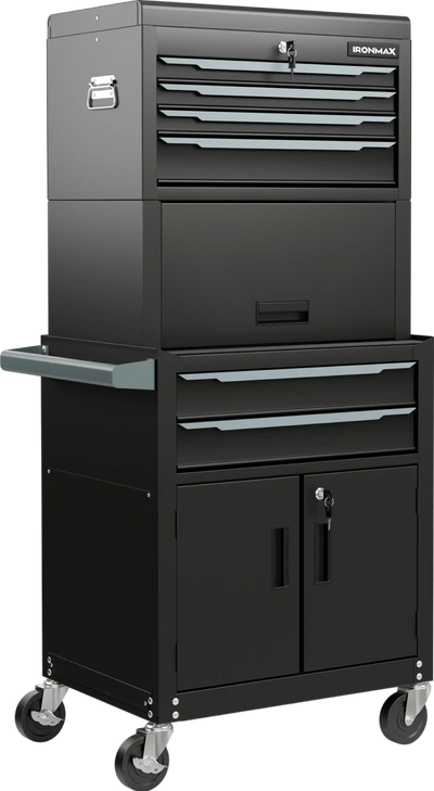 Costway Tool Box 3-in-1 Rolling Chest Storage Cabinet 6-Drawer with Universal Wheels and Hooks New