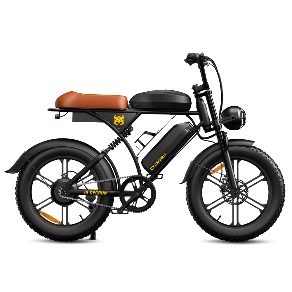 Cycrown CycRun Plus Vintage Moped Electric Bike Dual Battery 110 Mile Range 28 MPH 1250W New