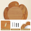 29-inch rustic hanging vanity mirror with elegant curved teak wood frame and sturdy hanging hook for secure mounting.