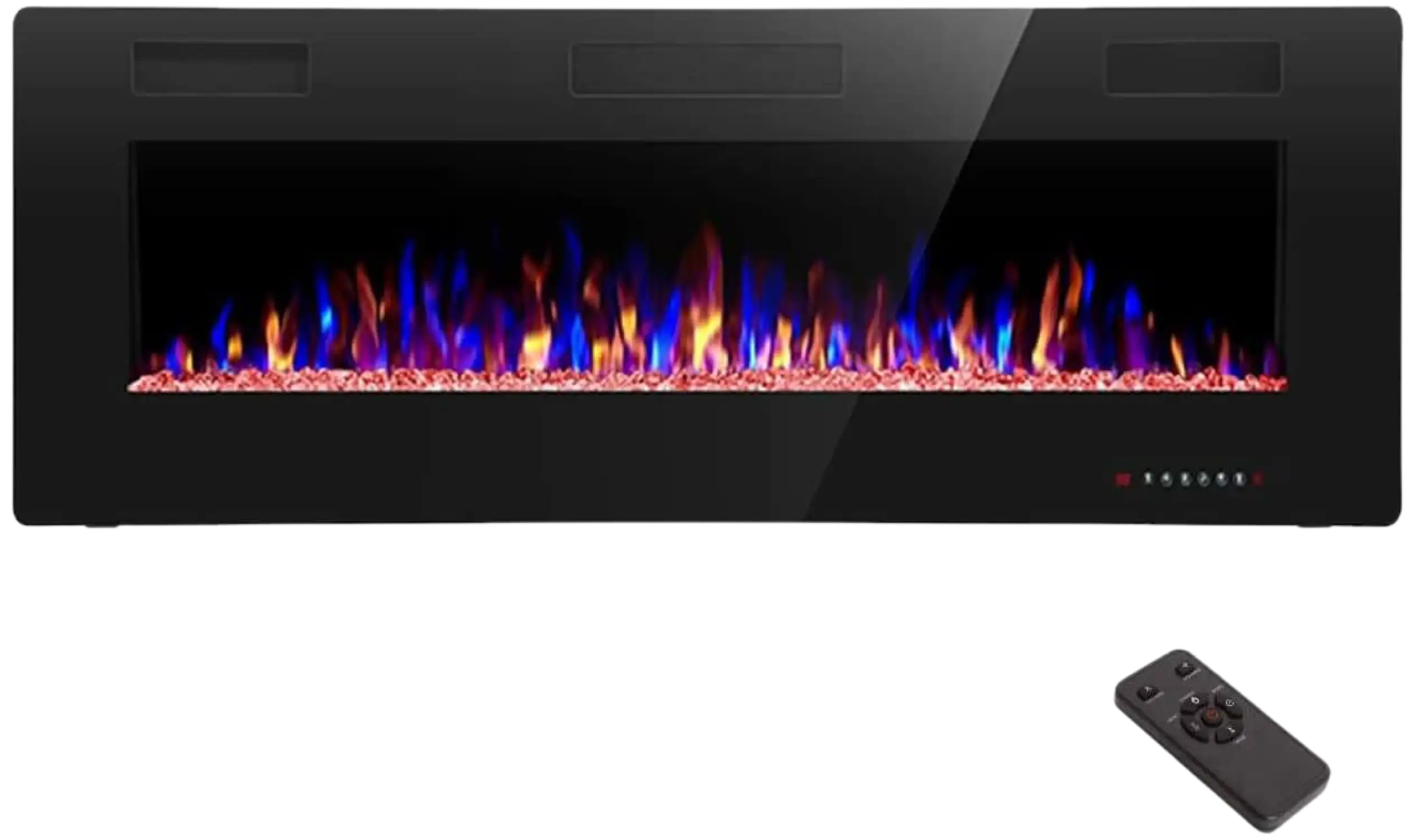 RW Flame 860C 750W-1500W 60 Inch Recessed and Wall Mounted Electric Fireplace With Remote Control Black New