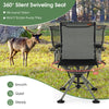 360° silent swiveling hunting chair in black with adjustable height and breathable fabric for comfortable outdoor use.