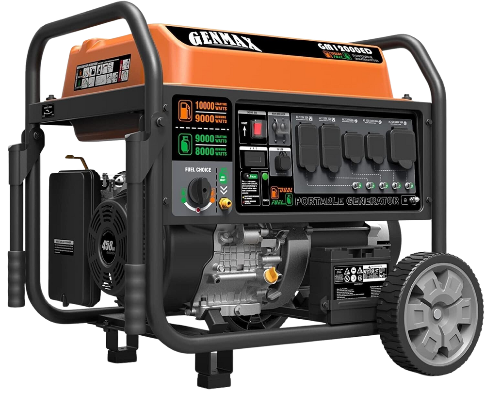 GENMAX GM12000ED Dual Fuel Generator 9000W/10000W 50 Amp Electric Start with CO Detect New