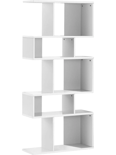 Costway 5-Tier Wood S-Shaped Geometric Bookshelf Bookcase 90285374 New