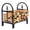 Sturdy 2 feet outdoor firewood storage rack made of heavy-duty steel, providing excellent ventilation for logs.