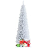 7-foot unlit artificial slim Christmas pencil tree in bright white with presents, perfect for holiday decor in any.