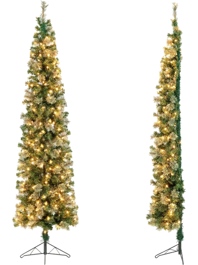 Costway 7' Pre-Lit Half Artificial Christmas Tree 150 Warm White LED Lights 63910742 New
