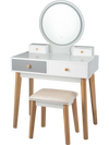 Makeup Dressing Table with 4 Drawers and Lighted Mirror