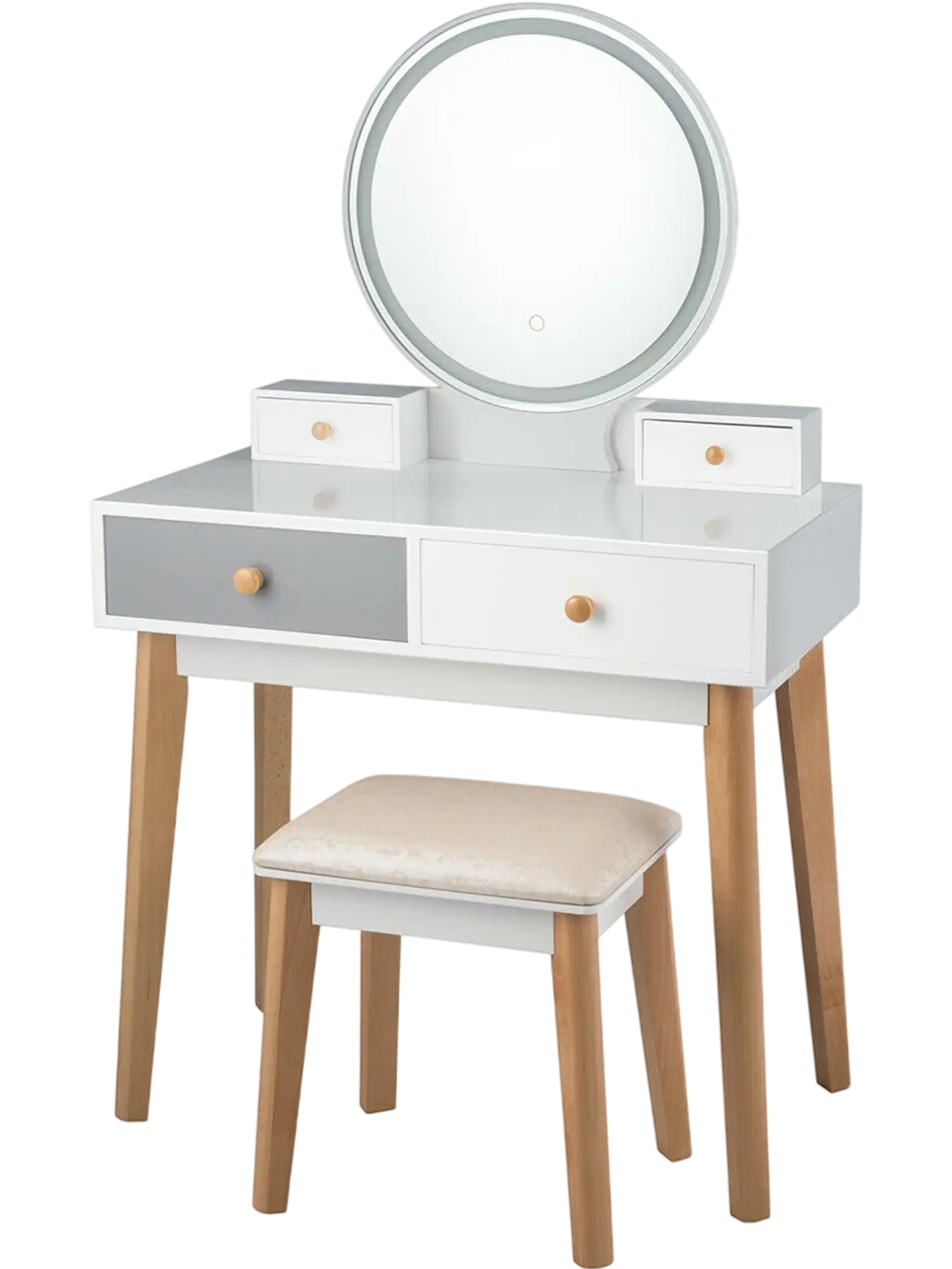 Makeup Dressing Table with 4 Drawers and Lighted Mirror