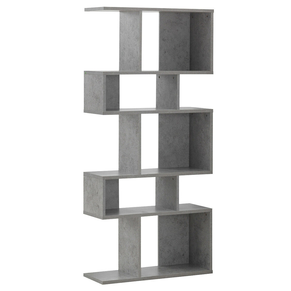 5 Cubes Ladder Shelf Corner Bookshelf Display Rack Bookcase-Gray - Gallery View 1 of 11