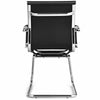 Black PU leather conference chair with ergonomic backrest and sled base, ideal for office or reception areas.