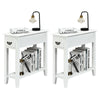 White 2-tier sofa side end table featuring a drawer and open shelf, perfect for compact spaces in living rooms or.