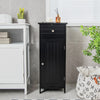 Wooden Bathroom Floor Storage Cabinet with Drawer and Shelf-Black - Gallery View 1 of 11