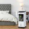Evaporative portable air cooler fan with remote control, 7L water tank, and adjustable blinds for home or office use.