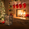 Fireplace log rack with a retro design, featuring a sturdy double-layer for organized firewood storage and easy access.