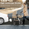 Beige folding aluminum baby stroller with adjustable handlebar and multi-position recline, ideal for infants and.